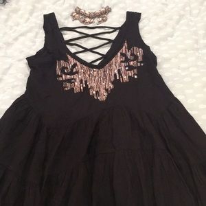 Free People black sequined tunic.